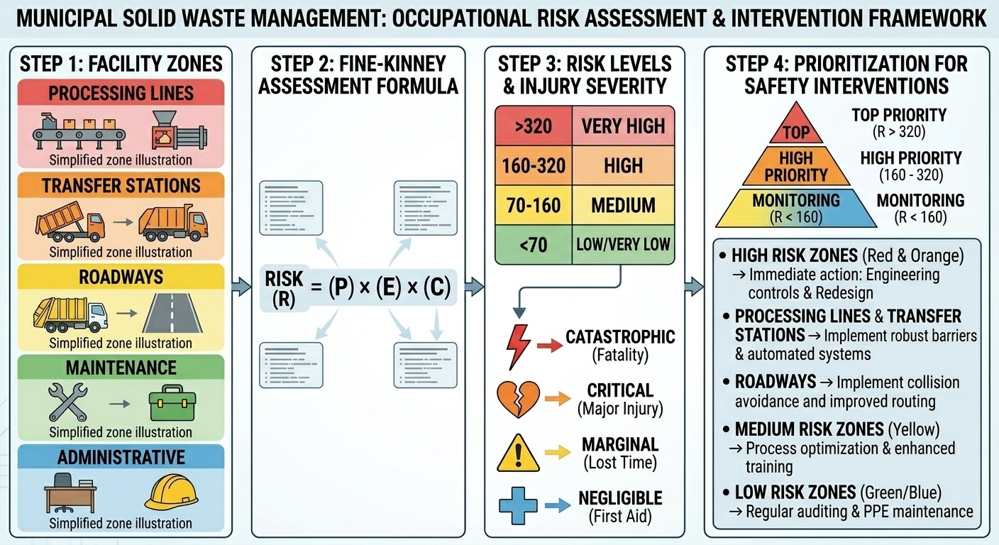 Occupational Risk Assessment and Intervention Prioritization in a Municipal Solid Waste Management Facility: A 12-Year Fine-Kinney Analysis with Injury Severity Classification